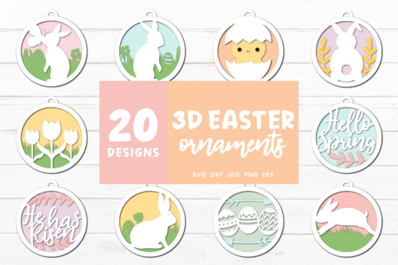 3D Easter Ornaments Easter Bundle Easter Bunny