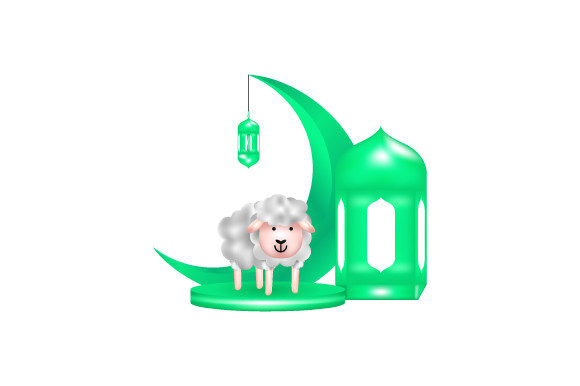 3D Eid Al Adha Crescent Lantern Sheep
