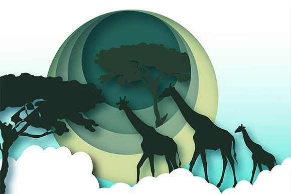 3D Giraffes in Savanna Paper Cutout: Elevating Your Creative Projects with Depth and Charm