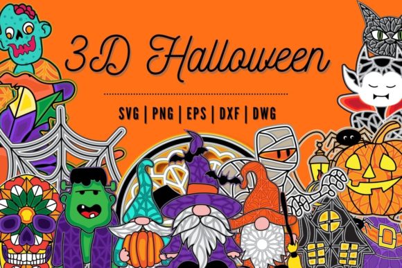 3D Halloween SVG Bundle