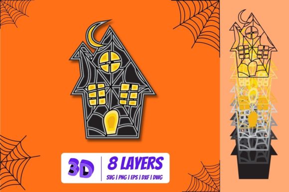 3D Haunted Houses SVG