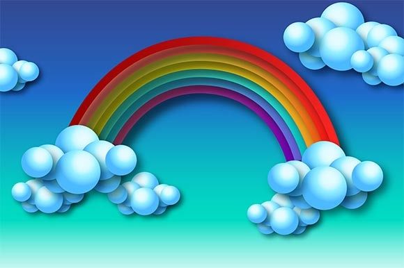 3D Rainbow and Clouds Paper Cutout