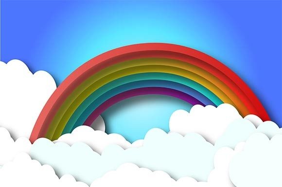 3D Rainbow with Clouds Paper Cutout: A Versatile Design Asset for Creative Projects