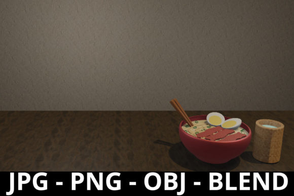 3D Ramen Noodle in a Bowl for Wallpaper