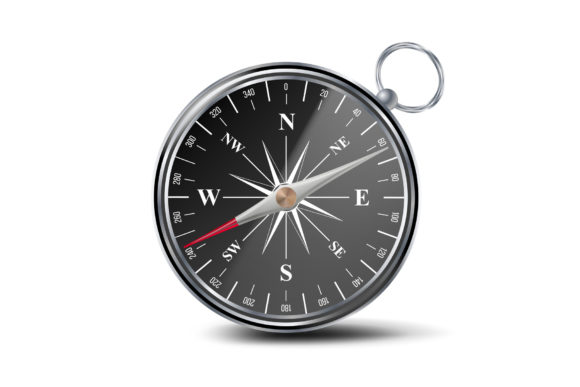 Antique Compass Vector. Metal Compass 3d