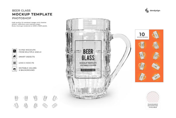 Beer Glass 3D Mockup Template Bundle