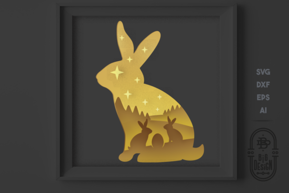 Bunny Easter 3D Scene Shadow Box