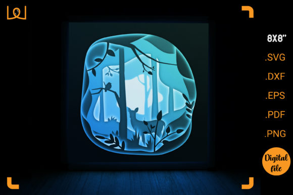Deer in the Forest 3D Shadow Light Box