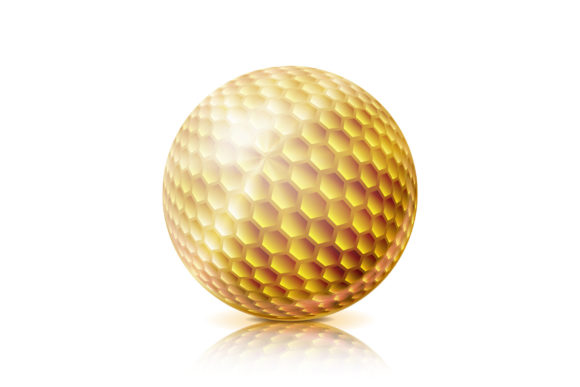 Gold Golf Ball 3D Realistic Vector