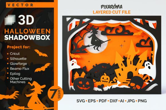 Halloween Shadowbox 3D Layered Cut File