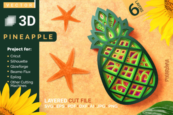 Pineapple 3D Layered SVG Cut File