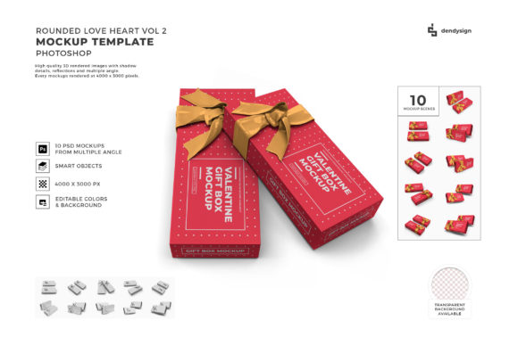 Valentine Gift Box 3D Mockup Bundle 2