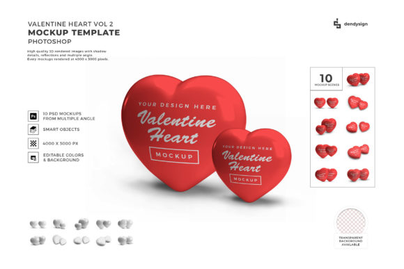 Valentine Heart 3D Mockup Bundle Vol 2